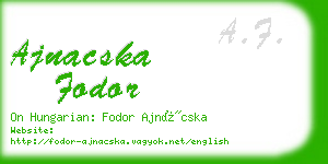 ajnacska fodor business card